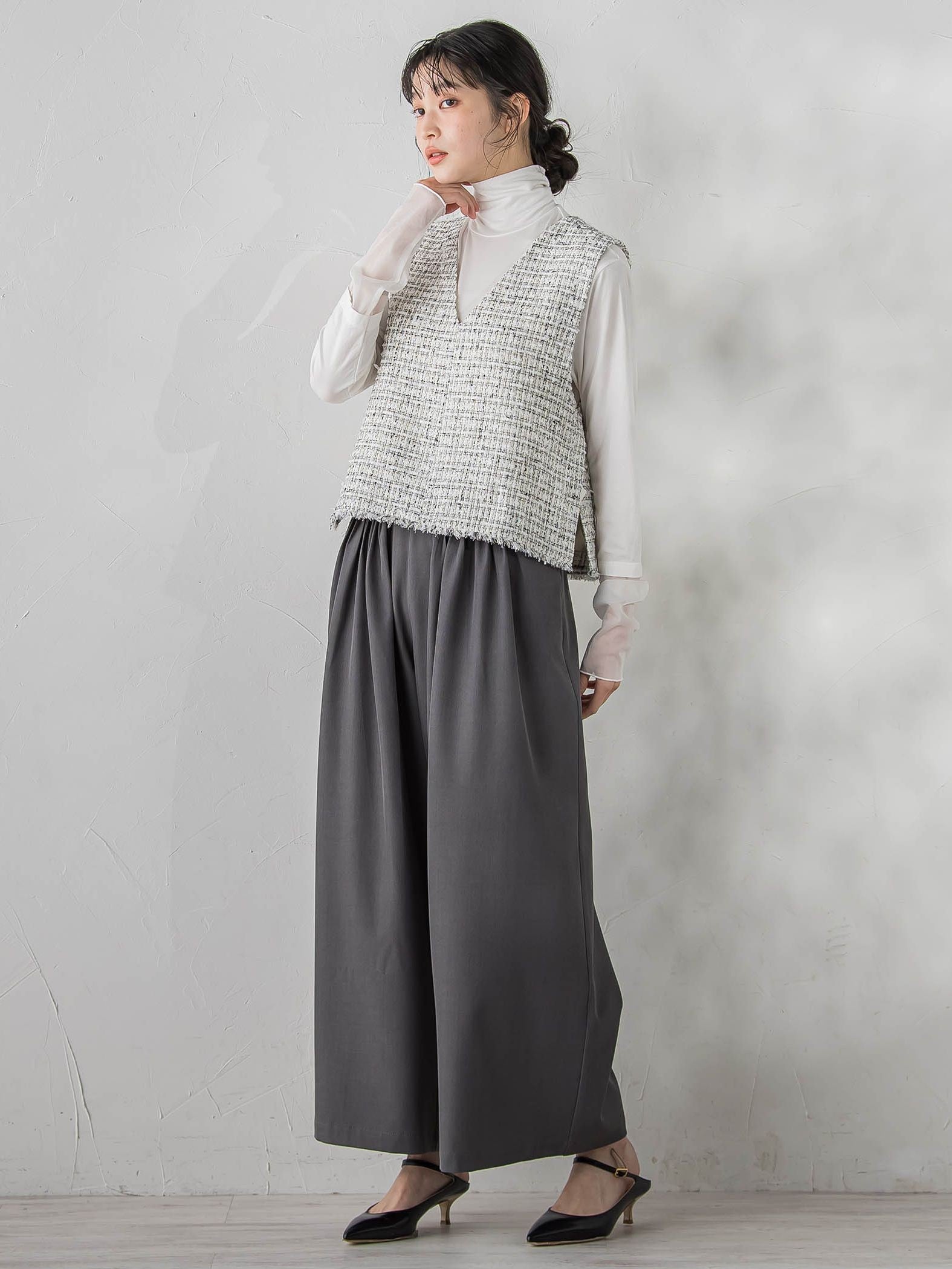 ミックスツィードベスト≪洗濯機で洗える≫