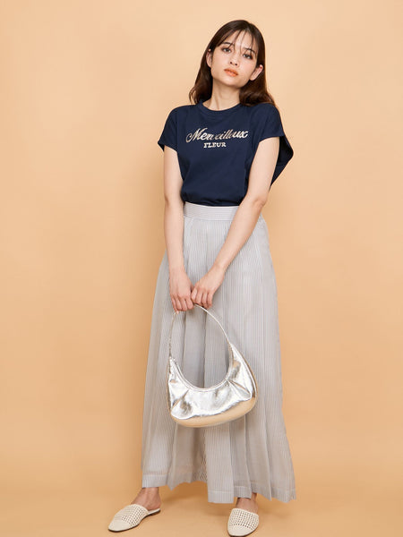 スパンコール刺繍ロゴTシャツ≪手洗い可能≫