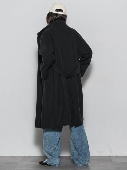 ライトジャージメルトンスタンドカラーロングコート