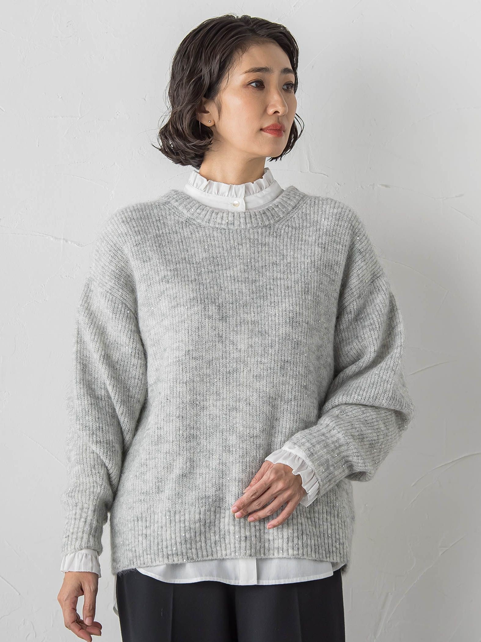 【大きいサイズ】ネックフリルブラウス