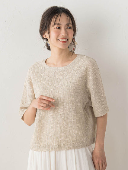 Recycle Slub BluseクロップドTシャツ