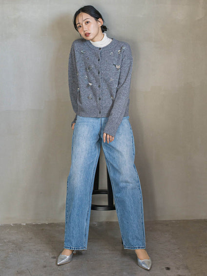 ビジュー刺繍カーディガン≪手洗い可能≫