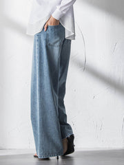 デニムワイドパンツ≪洗濯機で洗える≫