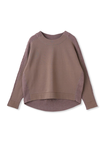 【WEB限定】裏毛×ニット前後ドッキングプルオーバー≪手洗い可能≫