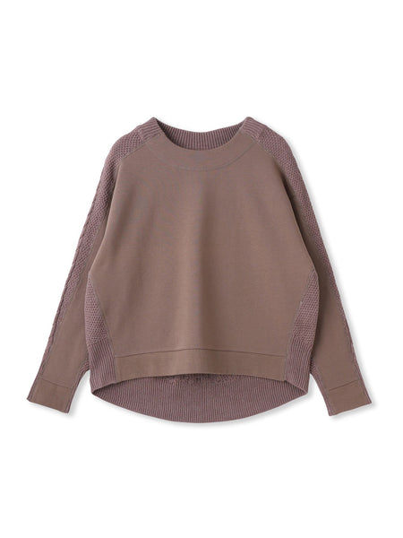 【WEB限定】裏毛×ニット前後ドッキングプルオーバー≪手洗い可能≫