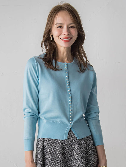 前後2wayパールボタンカーディガン