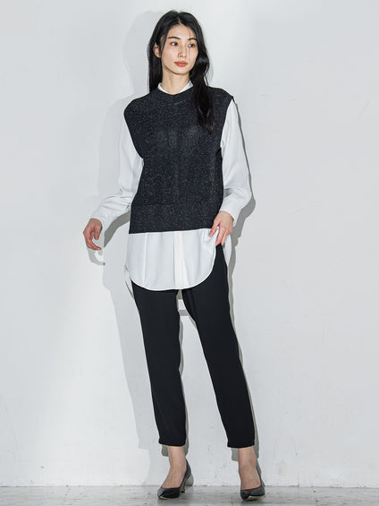 ダブルクロス2WAYロングシャツブラウス≪洗濯機で洗える/セットアップ対応≫