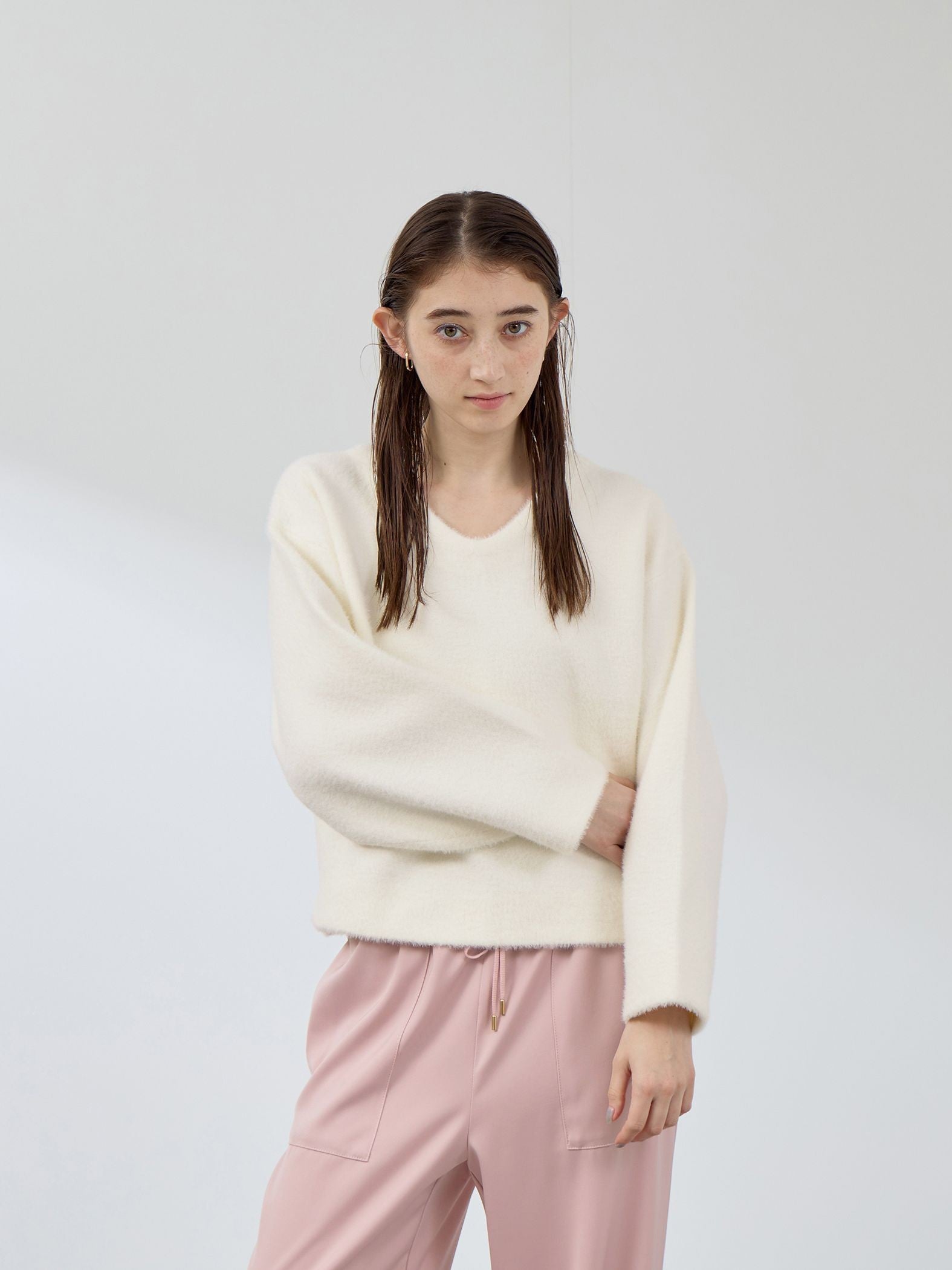 フェレットタッチWフェイスボクシーニット≪手洗い可能≫