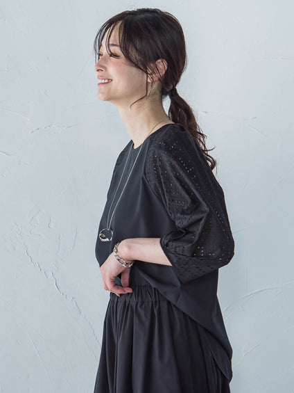 【WEB限定】ローンレース切り替えブラウス