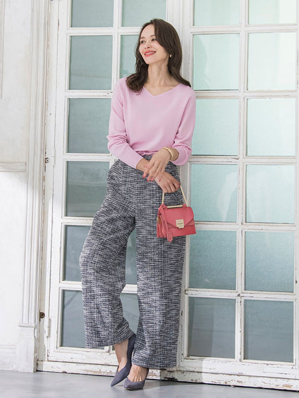 ツイードラメワイドパンツ