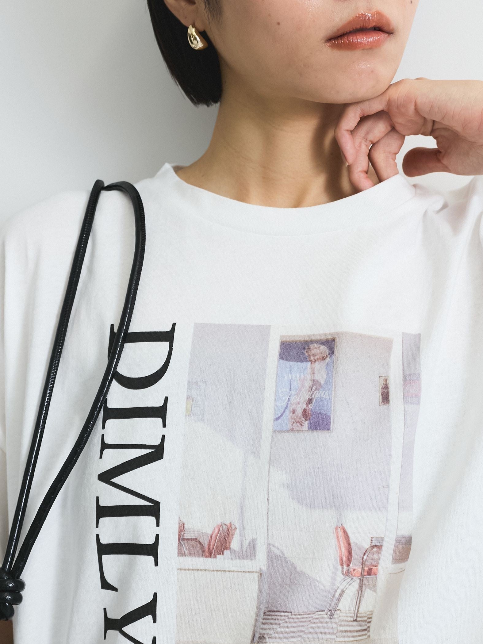 配色フォトプリントTシャツ≪手洗い可能≫