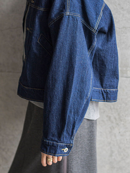 【WEB限定】デニムクロップドジャケット≪洗濯機で洗える≫
