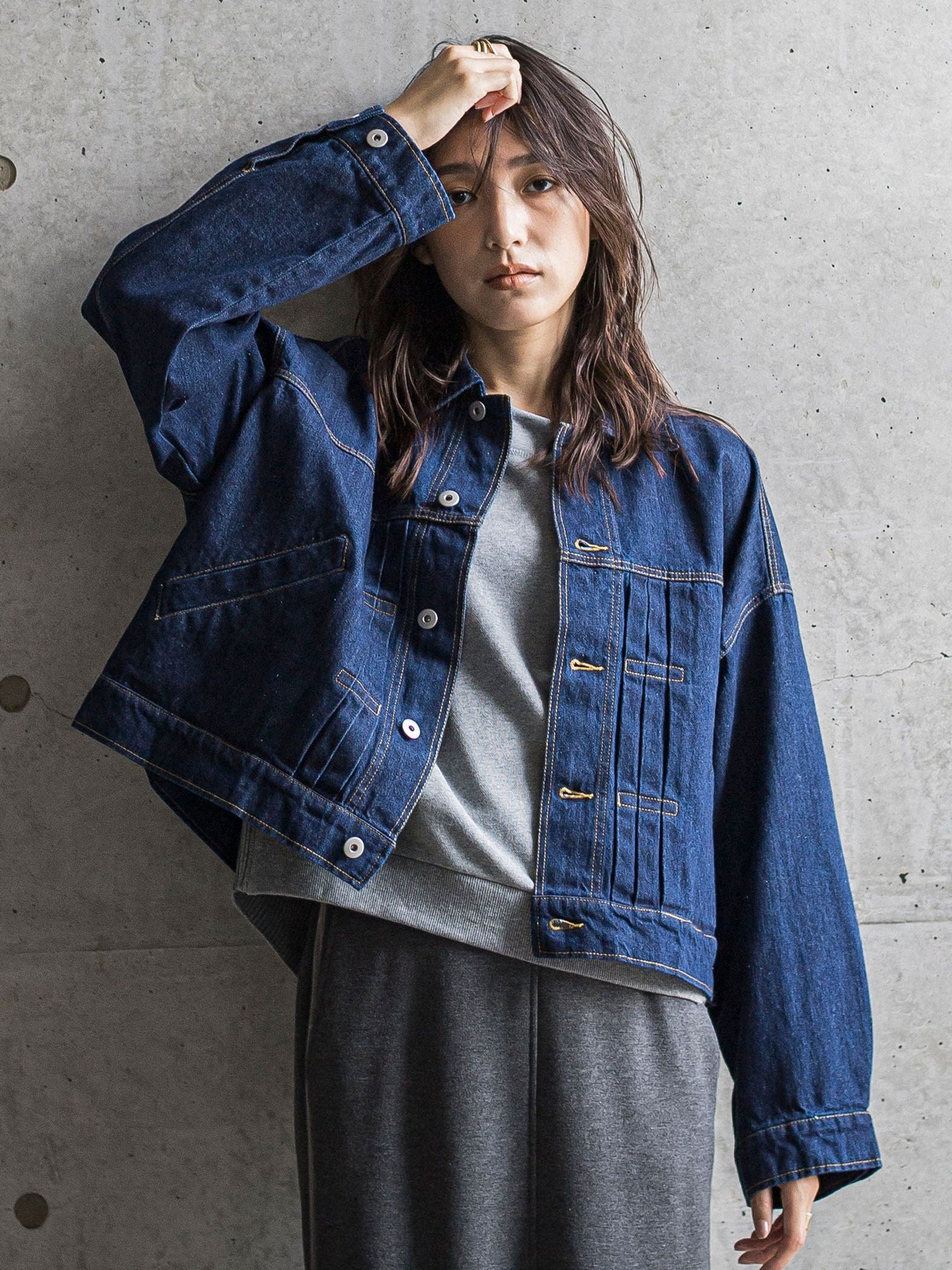 【WEB限定】デニムクロップドジャケット≪洗濯機で洗える≫
