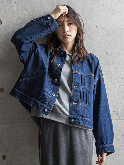 【WEB限定】デニムクロップドジャケット≪洗濯機で洗える≫