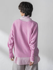 袖口ボタンドルマンニットプルオーバー≪手洗い可能≫