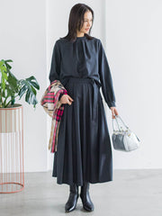 ウールブレンドストレッチフレアスカート≪セットアップ対応/手洗い可能≫