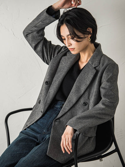 ミックスメランジダブルブレストジャケット