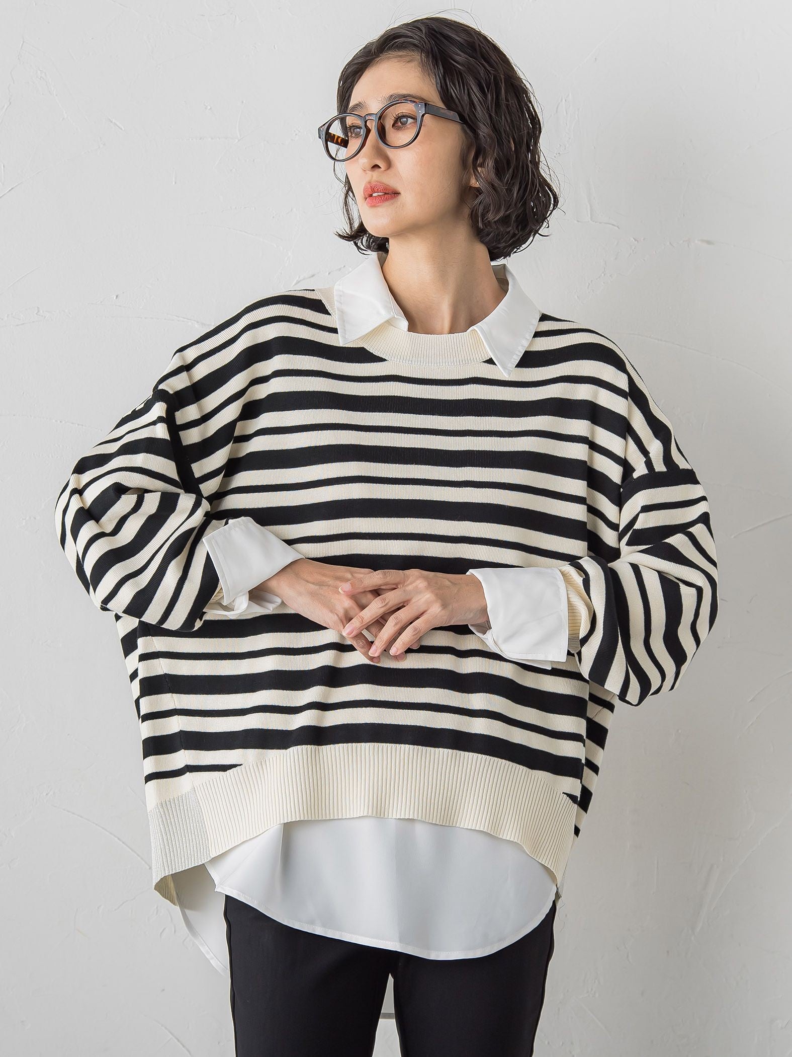 【WEB限定】”3コーデが叶う2点セット”ニット×シャツ