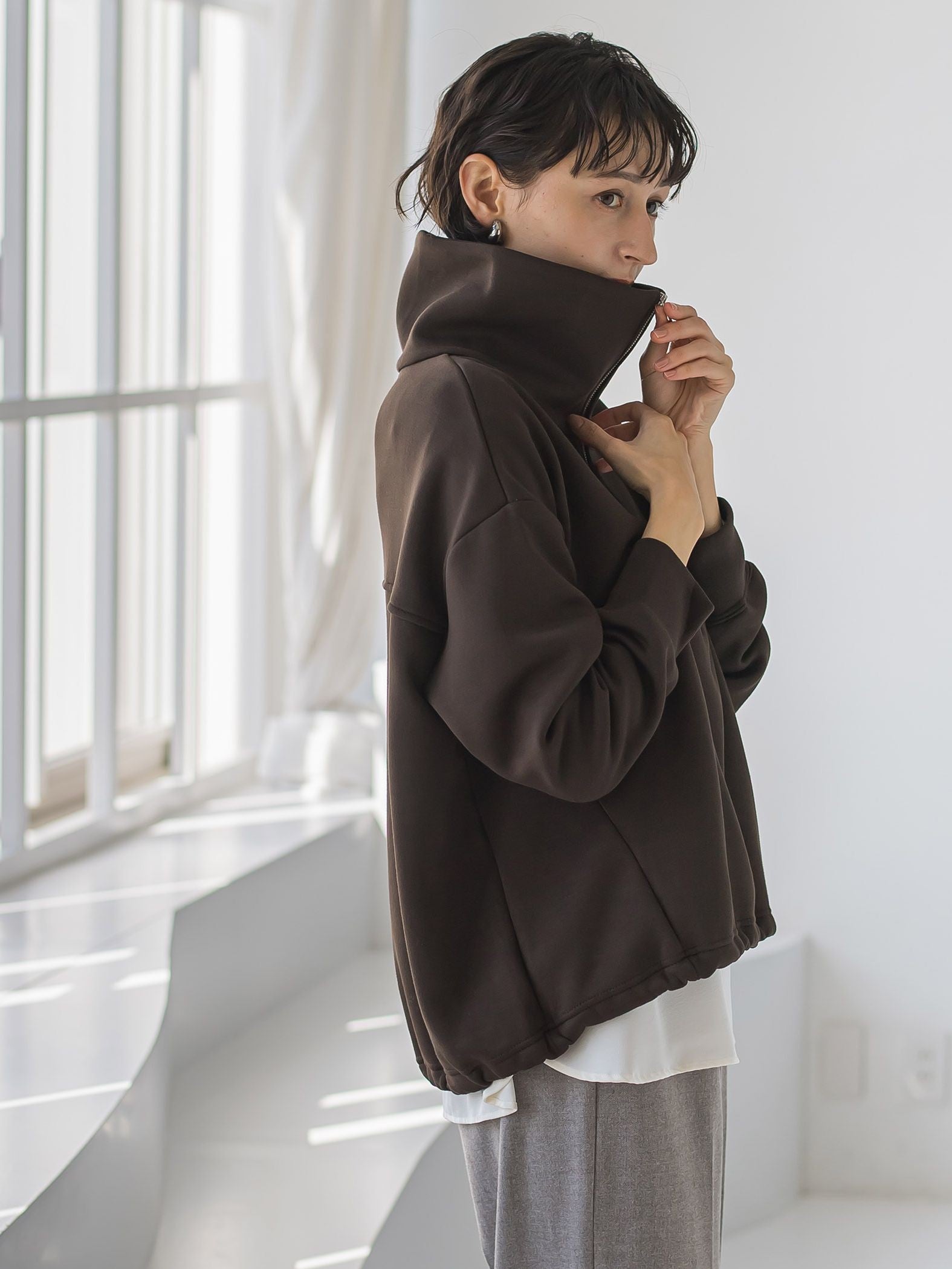 【WEB限定】裏起毛ジッププルオーバー