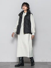 【WEB限定】スウェード×リブモックネックワンピース≪手洗い可能≫