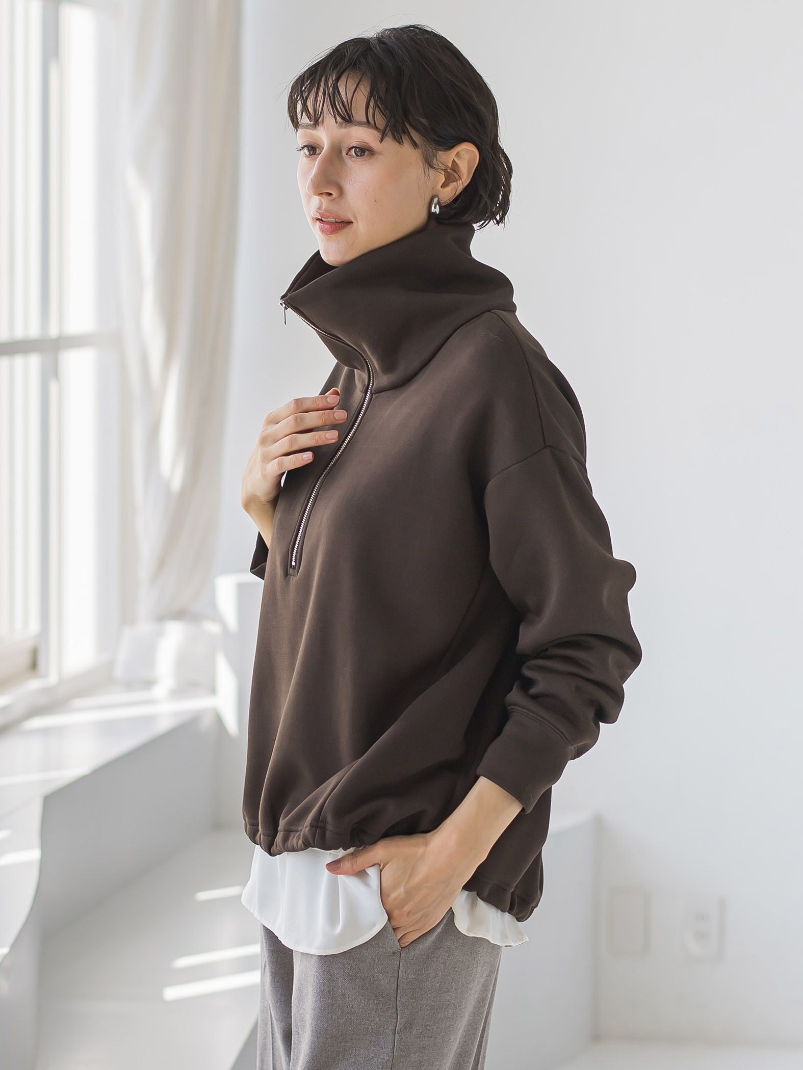 【WEB限定】裏起毛ジッププルオーバー