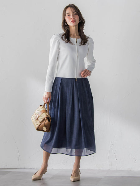 オーガンジーデニムスカート