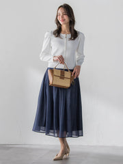 オーガンジーデニムスカート