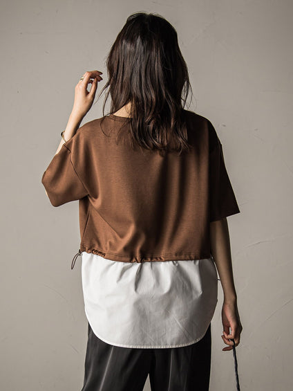 【WEB限定】シャツレイヤード風プルオーバー≪手洗い可能≫