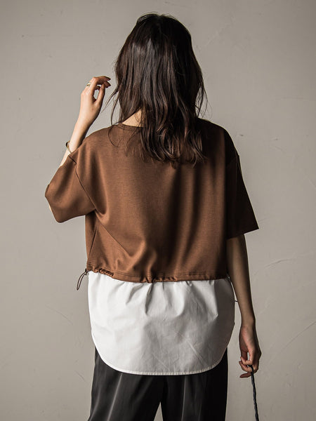 【WEB限定】シャツレイヤード風プルオーバー≪手洗い可能≫