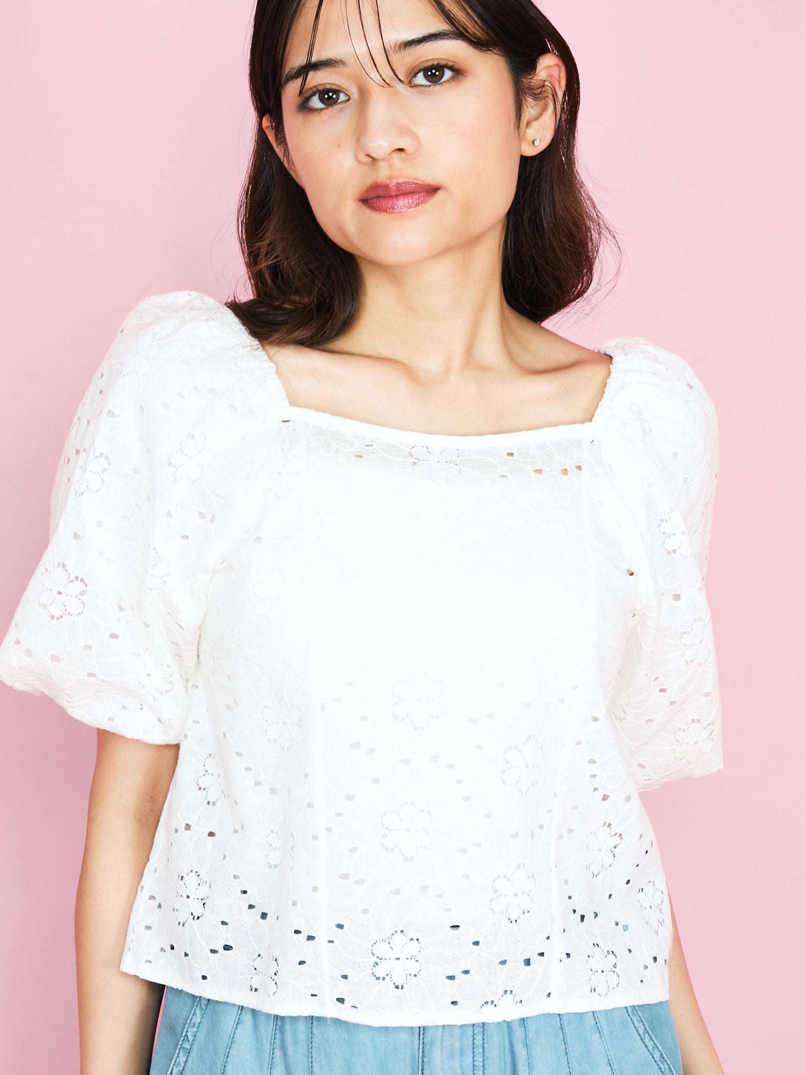 【SHIORI IRIE コラボ】2WAYオフショルレースブラウス≪手洗い可能≫