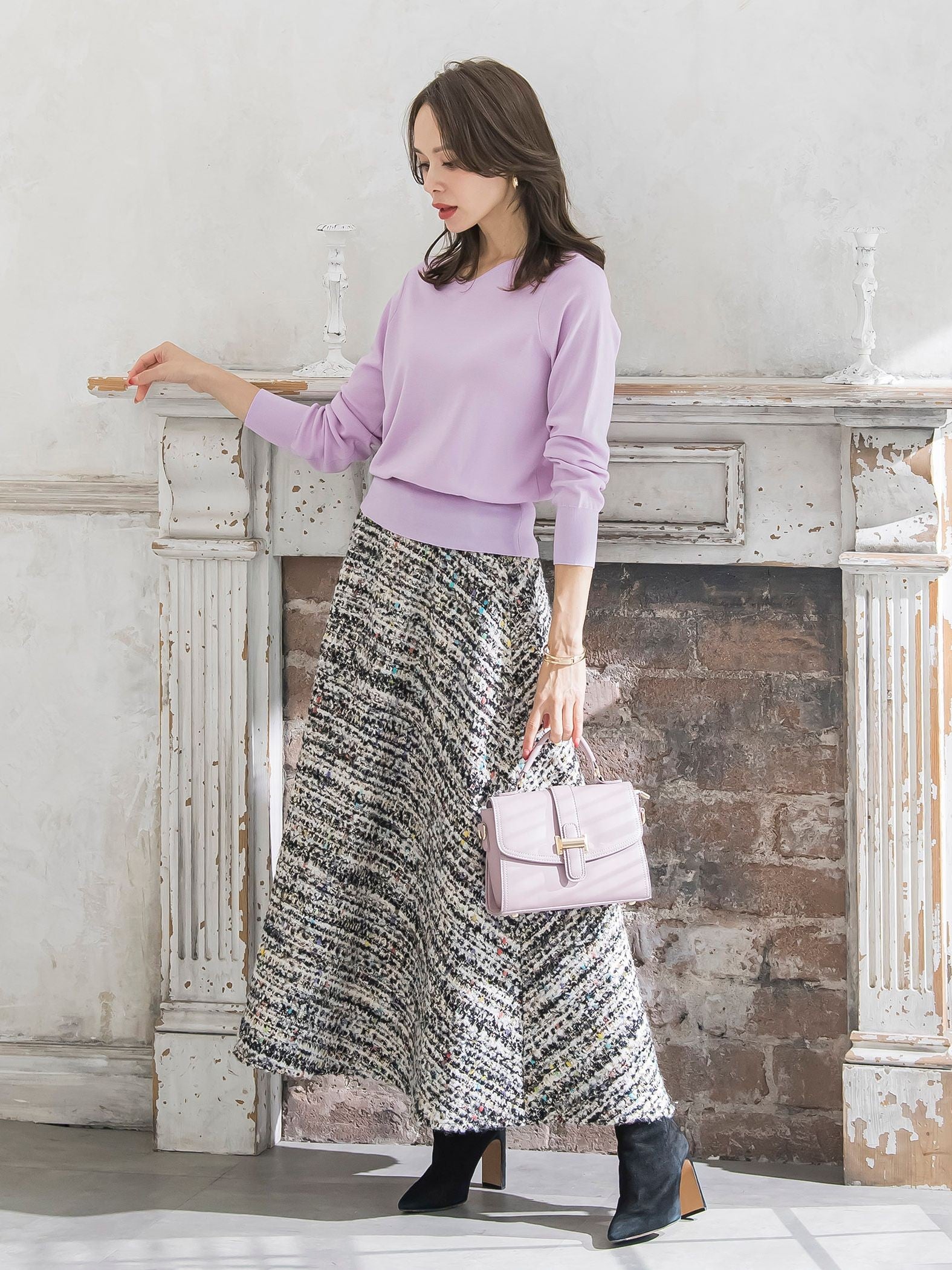 CLARENSONミックスツイードスカート