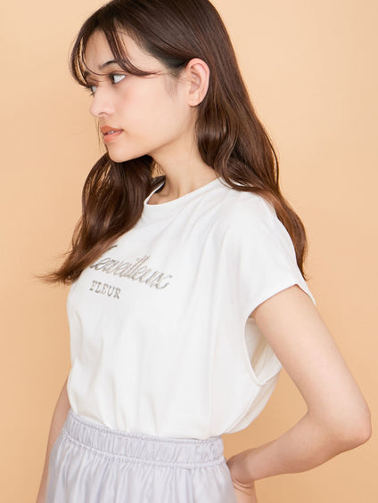 スパンコール刺繍ロゴTシャツ≪手洗い可能≫