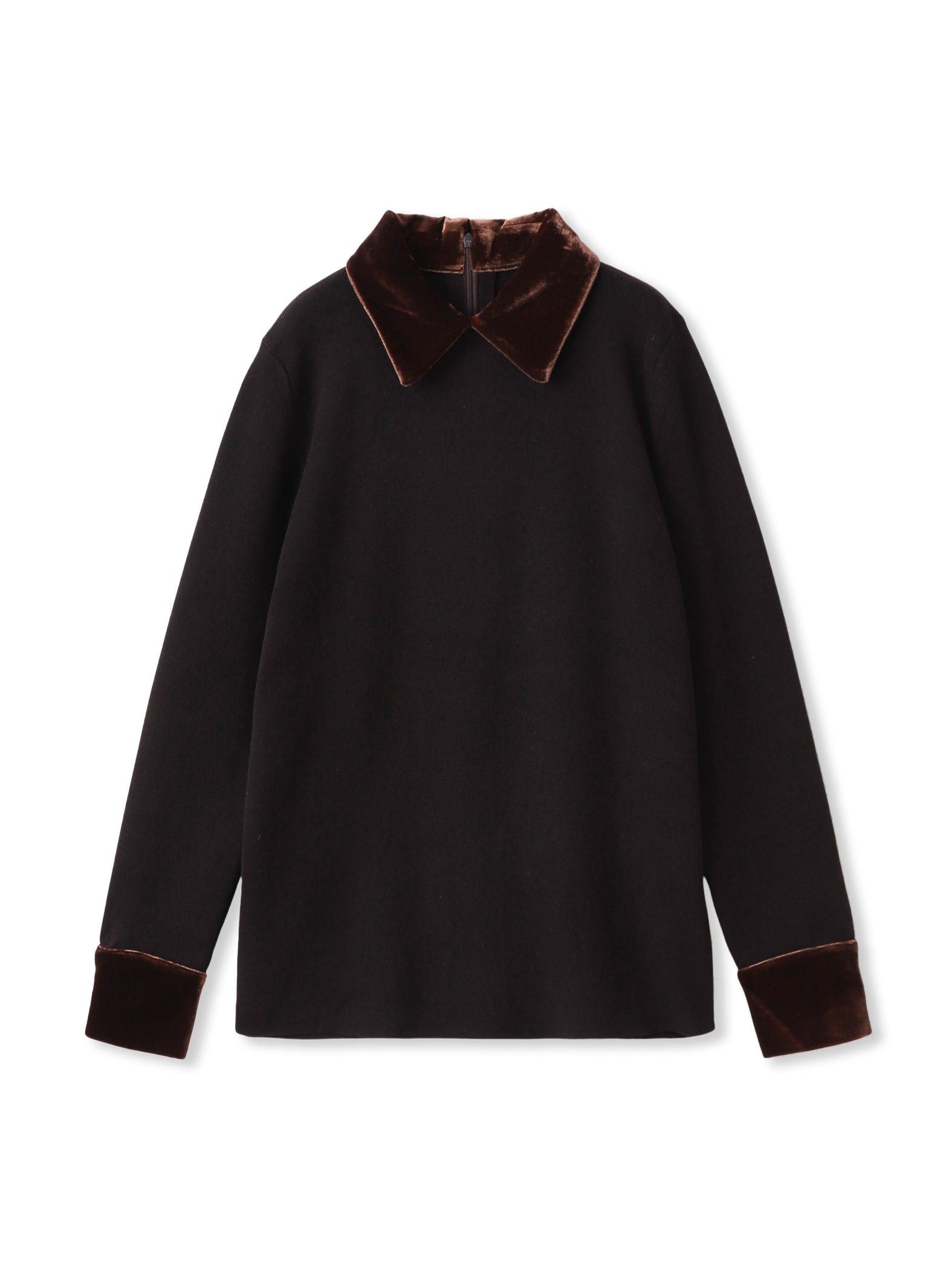 ベロア襟付きニット≪手洗い可能≫