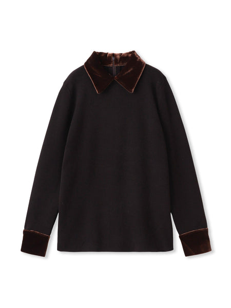 ベロア襟付きニット≪手洗い可能≫