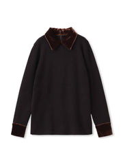 ベロア襟付きニット≪手洗い可能≫