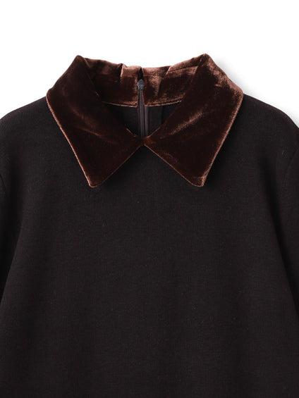 ベロア襟付きニット≪手洗い可能≫