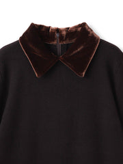 ベロア襟付きニット≪手洗い可能≫