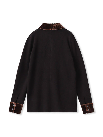 ベロア襟付きニット≪手洗い可能≫