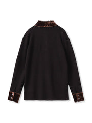 ベロア襟付きニット≪手洗い可能≫