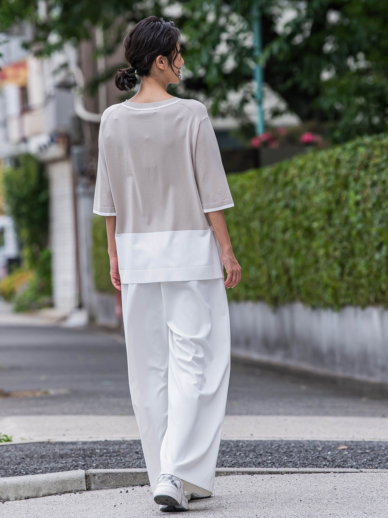 Tシャツ風ニットプルオーバー≪手洗い可能≫