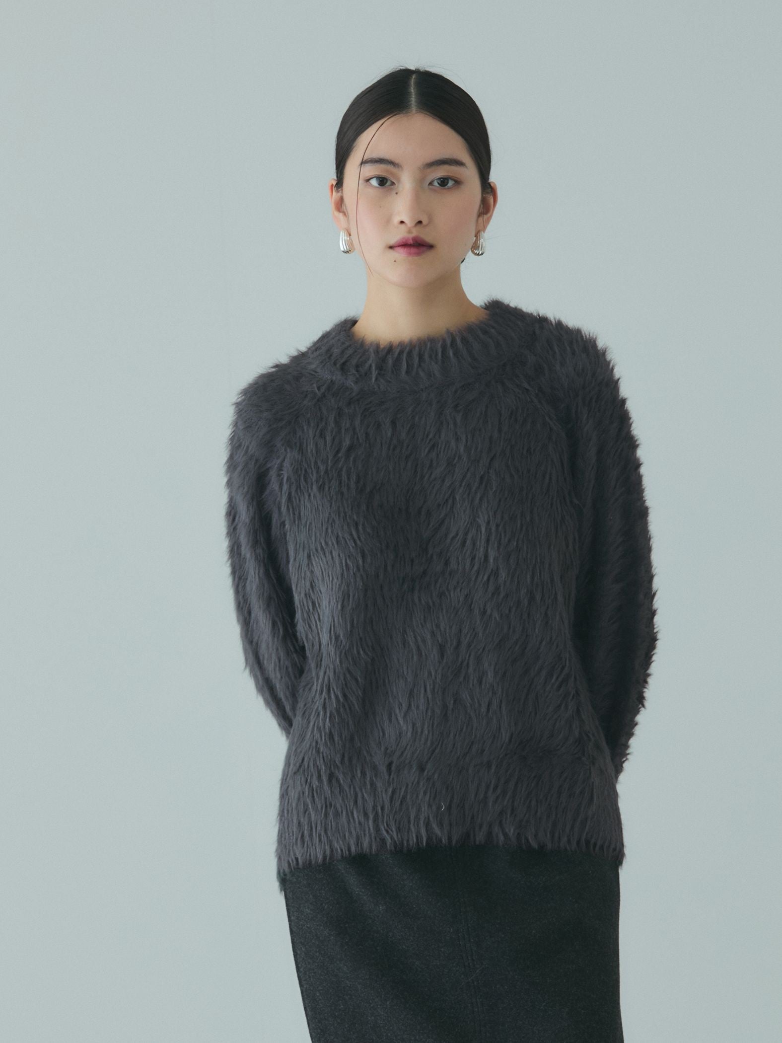 カーブヘムシャギーニットプルオーバー≪手洗い可能≫