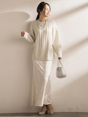 【WEB限定】ケーブル柄編みニット≪洗える≫