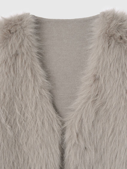 フロントフェイクファーニットベスト