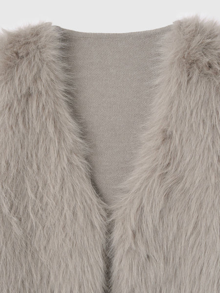 フロントフェイクファーニットベスト