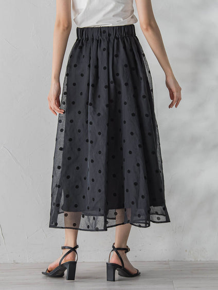 【WEB限定】麻調シアーフロッキードットスカート