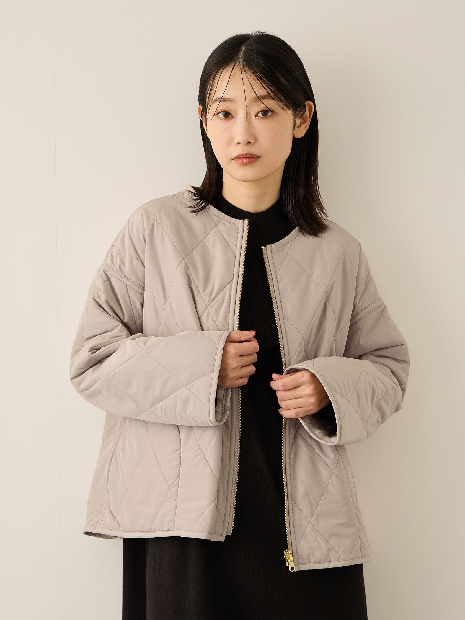 ファーキルトリバーシブルZIPブルゾン