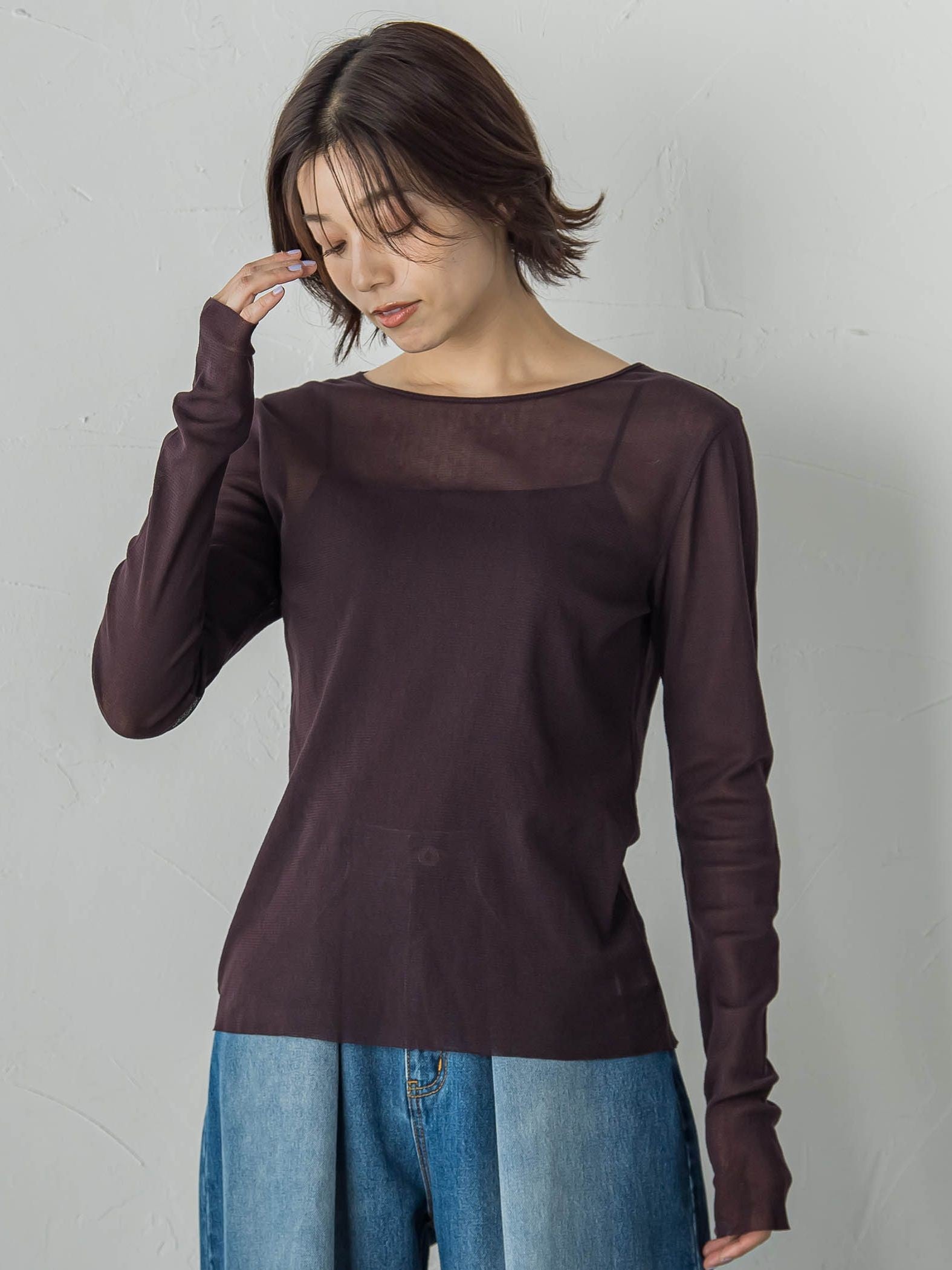 コットンサラチュールカットソー≪手洗い可能≫