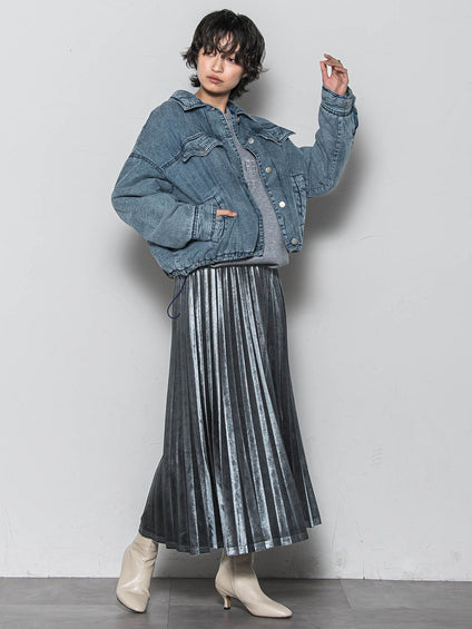 中綿デニムジャケット≪洗濯機で洗える≫