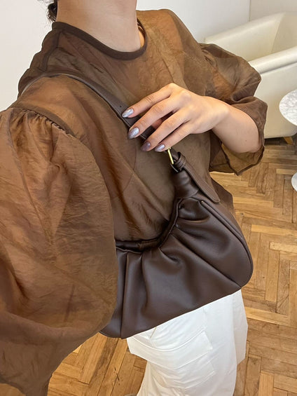 【KOREAN ITEM】フェイクレザー半月型ショルダーバッグ