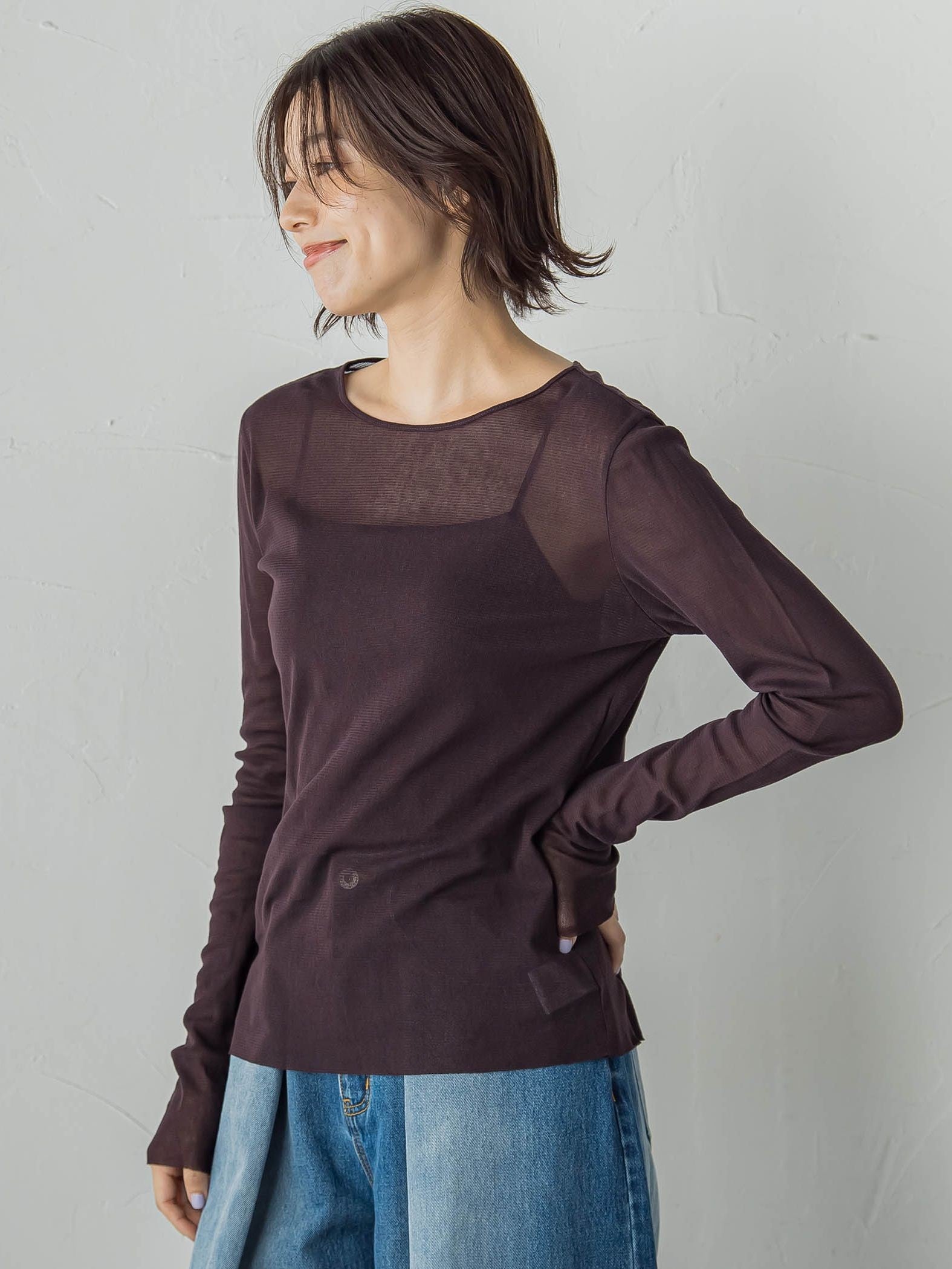 コットンサラチュールカットソー≪手洗い可能≫